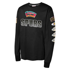 San Antonio Spurs Youth Hardwood Classics All Over Long Sleeve T-Shirt Black - Mitchell & Ness