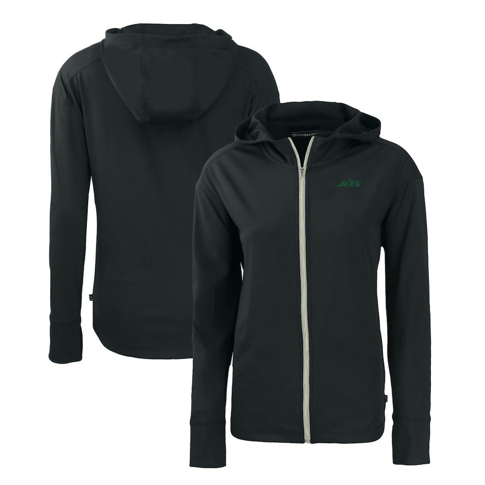New York Jets Cutter & Buck Women's Primary Logo Daybreak Eco Recycled Full-Zip Hoodie Jacket - Black Hoodies