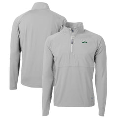 New York Jets Cutter & Buck Primary Logo Adapt Eco Knit Hybrid Recycled Raglan Quarter-Zip Top - Gray Tops