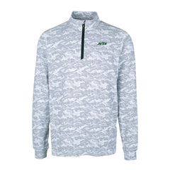 New York Jets Cutter & Buck Primary Logo Traverse Stretch Camo Print Eco Quarter-Zip Top - Gray Tops