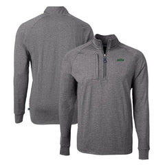 New York Jets Cutter & Buck Primary Logo Adapt Eco Knit Quarter-Zip Top - Heather Black Tops