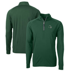 New York Jets Cutter & Buck Helmet Adapt Eco Knit Stretch Recycled Quarter-Zip Top - Hunter Green Tops