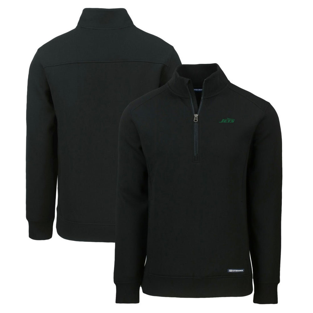 New York Jets Cutter & Buck Primary Logo Roam Eco Recycled Quarter-Zip Pullover Top - Black Pullover
