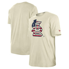 St. Louis Cardinals New Era Americana Flag Fill T-Shirt - Cream T-shirts