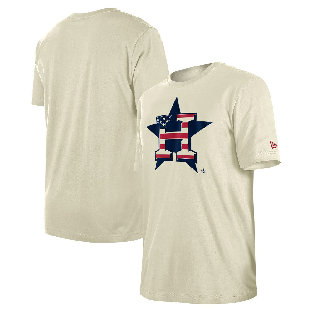 Houston Astros New Era Americana Flag Fill T-Shirt - Cream T-shirts