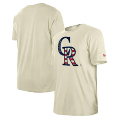 Colorado Rockies New Era Americana Flag Fill T-Shirt - Cream T-shirts