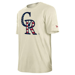 Colorado Rockies New Era Americana Flag Fill T-Shirt - Cream T-shirts