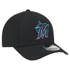 Miami Marlins New Era 9FORTY M-Crown Adjustable Hat - Black Hats