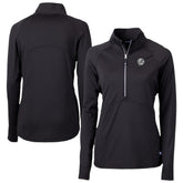 New York Yankees Cutter & Buck Women's Adapt Eco Knit Stretch Recycled Half-Zip DryTec Top - Black Tops