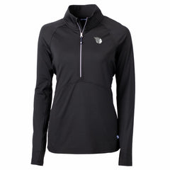 Cleveland Guardians Cutter & Buck Women's Adapt Eco Knit Stretch Recycled Half-Zip DryTec Top - Black Tops