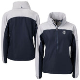 Minnesota Twins Cutter & Buck Women's Charter Eco Recycled Half-Zip Anorak Jacket - Navy/Gray Jackets
