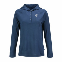 Minnesota Twins Cutter & Buck Women's Coastline Epic Comfort Eco Recycled Raglan Long Sleeve Hoodie T-Shirt - Navy Hoodies
