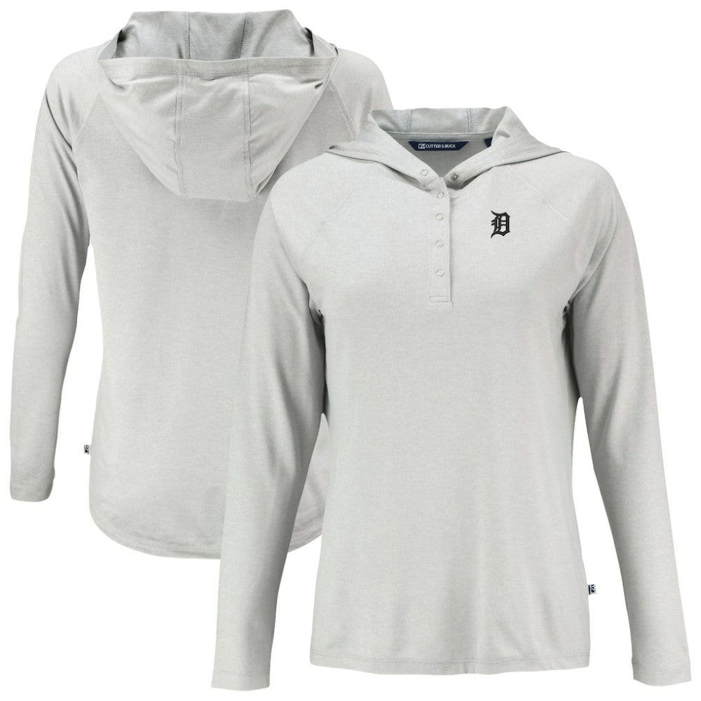 Detroit Tigers Cutter & Buck Women's Coastline Epic Comfort Eco Recycled Raglan Long Sleeve Hoodie T-Shirt - Gray Hoodies