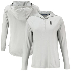 San Diego Padres Cutter & Buck Women's Coastline Epic Comfort Eco Recycled Raglan Long Sleeve Hoodie T-Shirt - Gray Hoodies