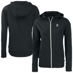 Detroit Tigers Cutter & Buck Women's Daybreak Eco Recycled Full-Zip Hoodie - Black Hoodies