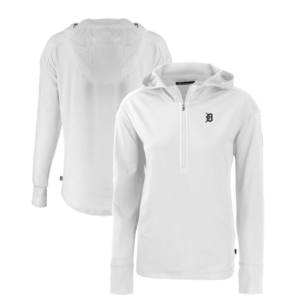 Detroit Tigers Cutter & Buck Women's Daybreak Eco Recycled Half-Zip Hoodie - White Hoodies