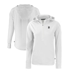 Detroit Tigers Cutter & Buck Women's Daybreak Eco Recycled Half-Zip Hoodie - White Hoodies