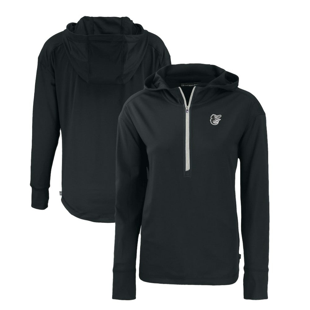 Baltimore Orioles Cutter & Buck Women's Daybreak Eco Recycled Half-Zip Hoodie - Black Hoodies