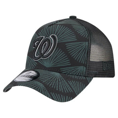 Washington Nationals New Era 9FORTY A-Frame Trucker Adjustable Hat - Black Hats