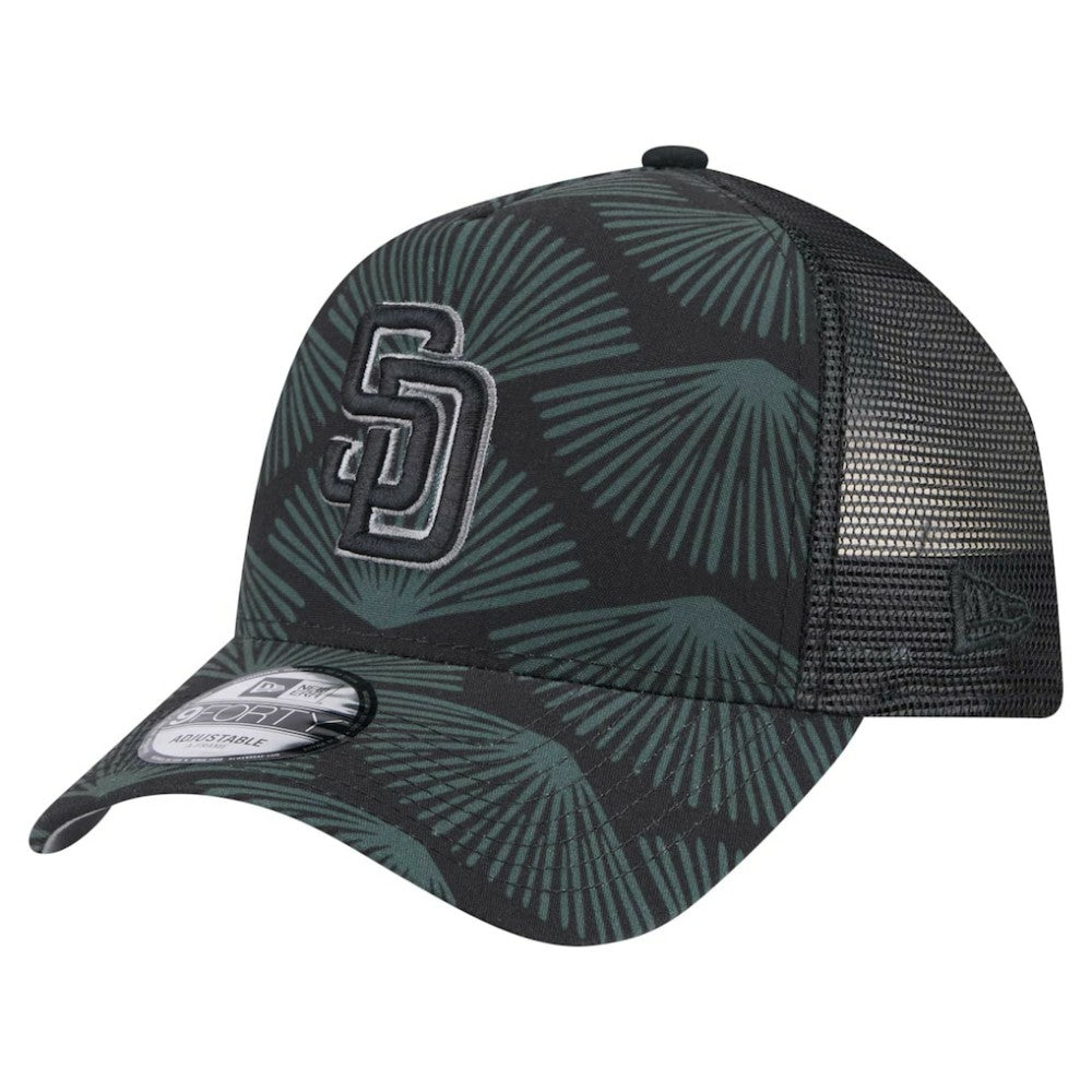San Diego Padres New Era 9FORTY A-Frame Trucker Adjustable Hat - Black Hats