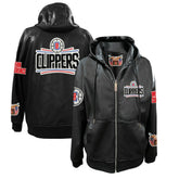 LA Clippers Jeff Hamilton Vegan Leather Full-Zip Hoodie Black