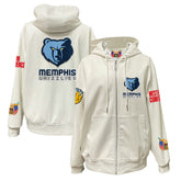 Memphis Grizzlies Jeff Hamilton Vegan Leather Full-Zip Hoodie White