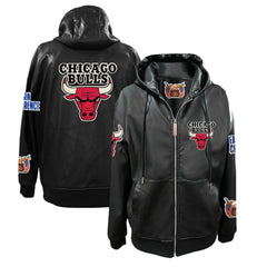 Chicago Bulls Jeff Hamilton Vegan Leather Full-Zip Hoodie Black