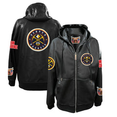 Denver Nuggets Jeff Hamilton Vegan Leather Full-Zip Hoodie Black