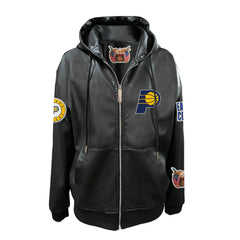 Indiana Pacers Jeff Hamilton Vegan Leather Full-Zip Hoodie Black