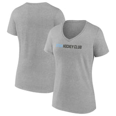 Utah Mammoth Fanatics Women's Wordmark Logo V-Neck T-Shirt - Heather Gray | US 201875560