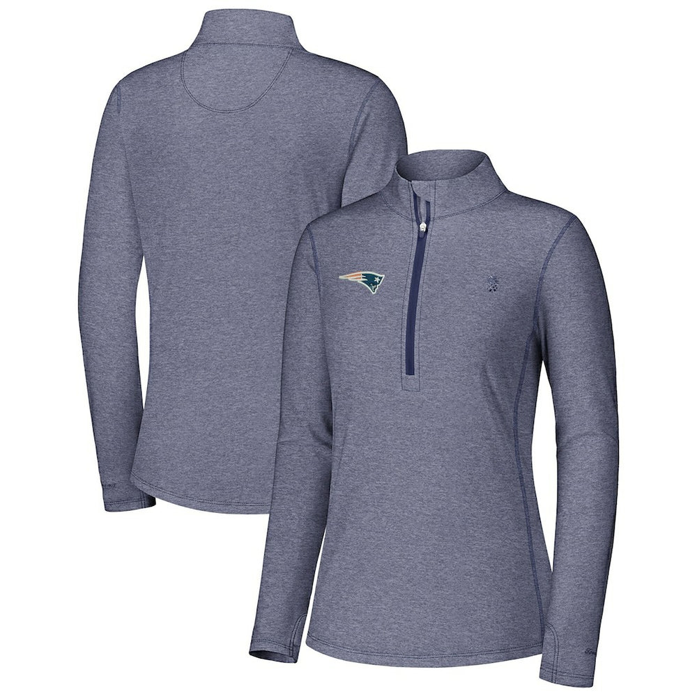 New England Patriots Women's Sport Playa Vista IslandZone Quarter-Zip Jacket - Navy Jackets
