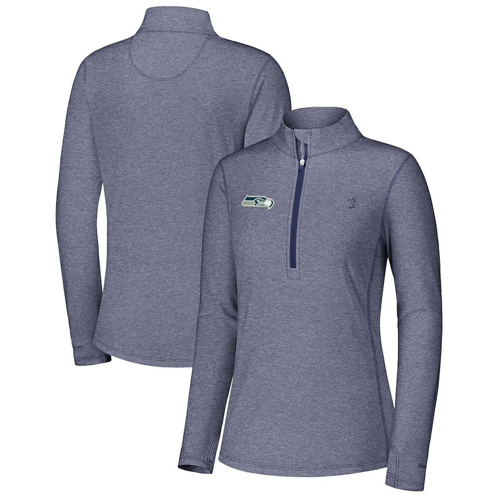 Seattle Seahawks Women's Sport Playa Vista IslandZone Quarter-Zip Jacket - Navy Jackets
