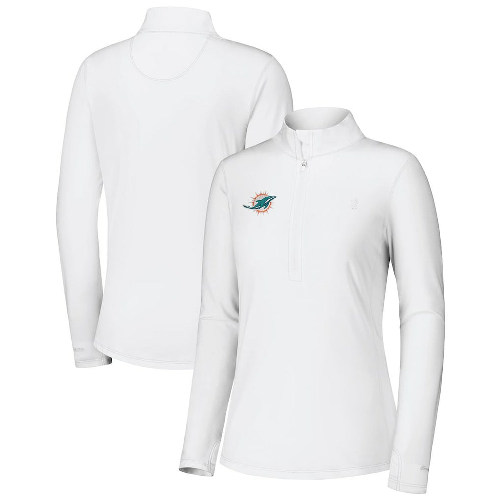Miami Dolphins Women's Sport Playa Vista IslandZone Quarter-Zip Jacket - White Jackets