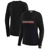 Washington Commanders WEAR by Erin Andrews x Gracie Hunt Women's Mesh Panel Long Sleeve T-Shirt - Black T-shirts