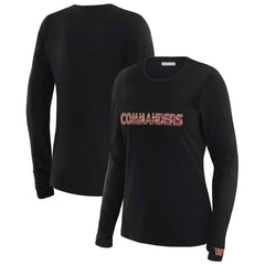 Washington Commanders WEAR by Erin Andrews x Gracie Hunt Women's Mesh Panel Long Sleeve T-Shirt - Black T-shirts