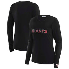New York Giants WEAR by Erin Andrews x Gracie Hunt Women's Mesh Panel Long Sleeve T-Shirt - Black T-shirts