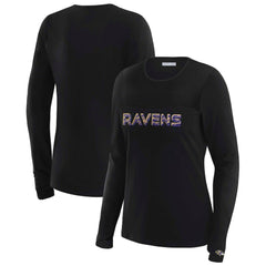 Baltimore Ravens WEAR by Erin Andrews x Gracie Hunt Women's Mesh Panel Long Sleeve T-Shirt - Black T-shirts