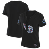 Tennessee Titans WEAR by Erin Andrews x Gracie Hunt Women's Draft Me Lace-Up T-Shirt - Black T-shirts