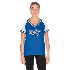 Toronto Blue Jays New Era Women's Gameday Raglan V-Neck T-Shirt - Royal T-shirts