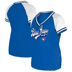 Toronto Blue Jays New Era Women's Gameday Raglan V-Neck T-Shirt - Royal T-shirts