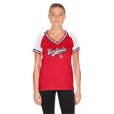 St. Louis Cardinals New Era Women's Gameday Raglan V-Neck T-Shirt - Red T-shirts