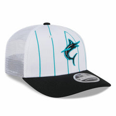 Miami Marlins New Era 2025 Batting Practice 9SEVENTY Stretch-Snap Trucker Hat - White/Black Hats