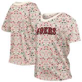 San Francisco 49ers New Era Women's Glam Game Floral Scoop Neck T-Shirt - Cream T-shirts
