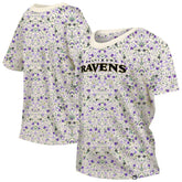 Baltimore Ravens New Era Women's Glam Game Floral Scoop Neck T-Shirt - Cream T-shirts
