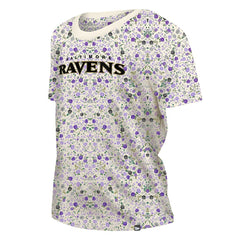 Baltimore Ravens New Era Women's Glam Game Floral Scoop Neck T-Shirt - Cream T-shirts