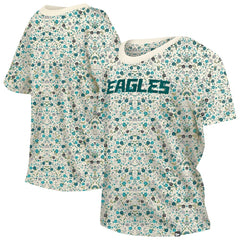 Philadelphia Eagles New Era Women's Glam Game Floral Scoop Neck T-Shirt - Cream T-shirts