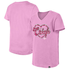 Kansas City Chiefs New Era Girls Youth Flip Sequins V-Neck T-Shirt - Pink T-shirts