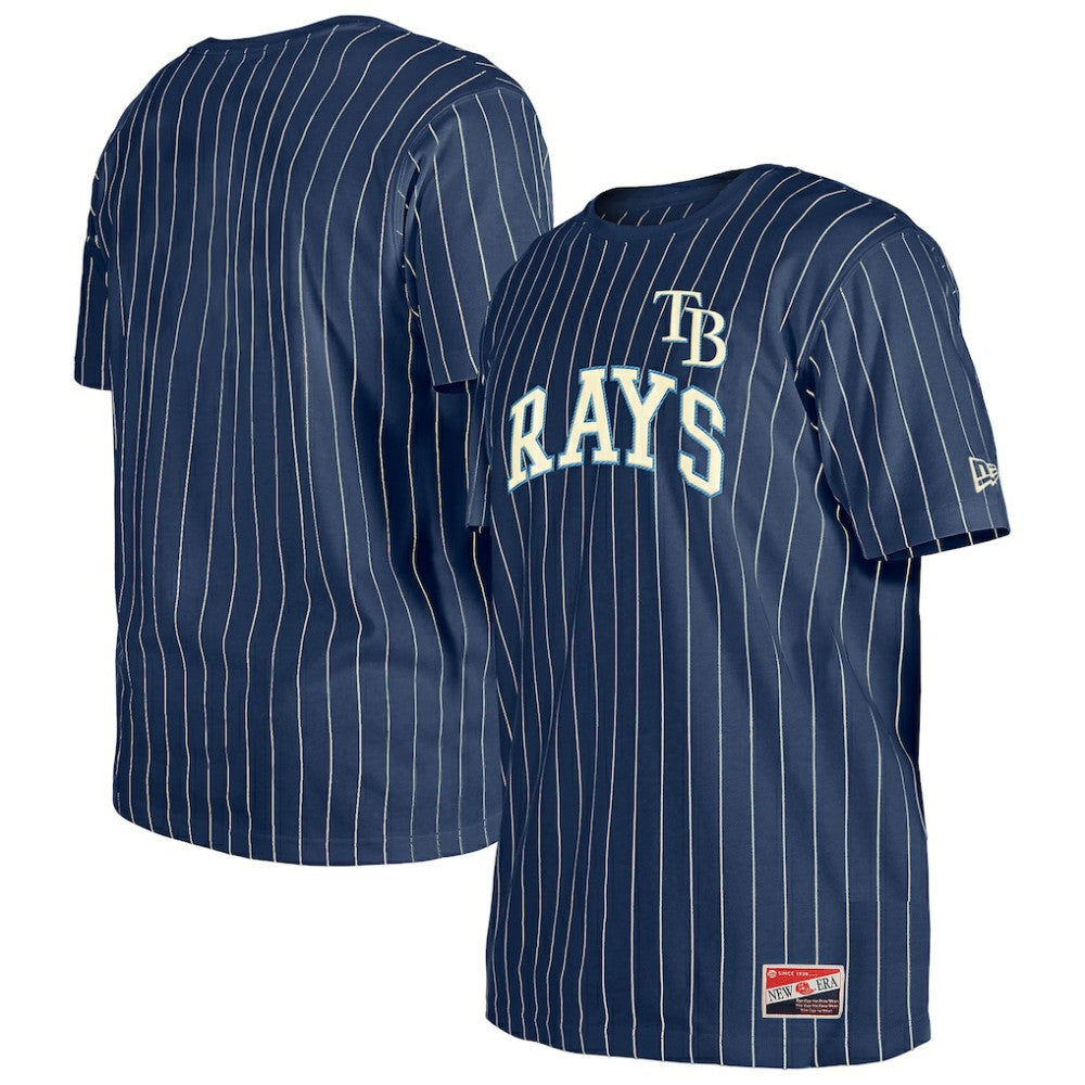 Tampa Bay Rays New Era Throwback Pinstripe T-Shirt - Navy T-shirts