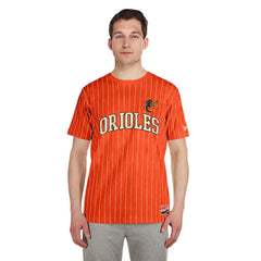 Baltimore Orioles New Era Throwback Pinstripe T-Shirt - Orange T-shirts