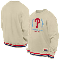 Philadelphia Phillies New Era Throwback Pullover Sweatshirt - Cream Pullover